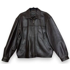 Golden Bear Jacket Mens L Brown Leather Sportswear Bomber Full Zip Classic Liner